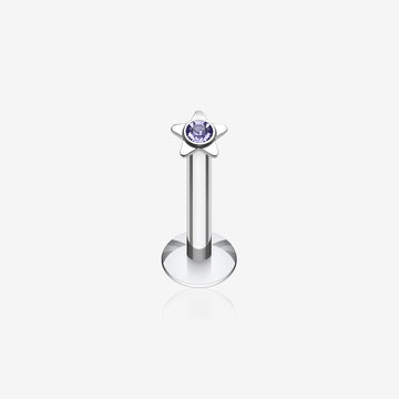 Sparkle Star Top Internally Threaded Labret-Tanzanite